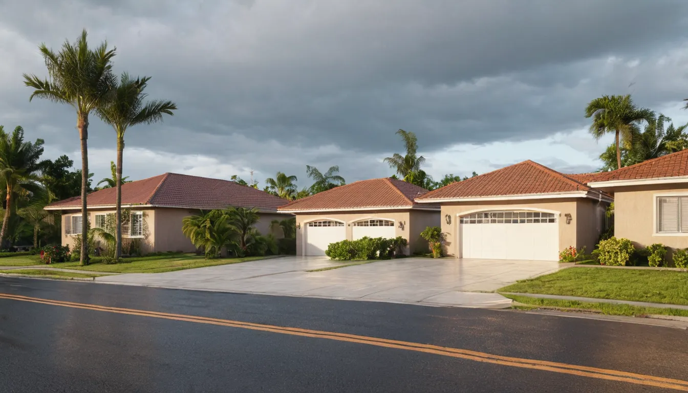 A residential street with garage doors across the Tarpon Springs area